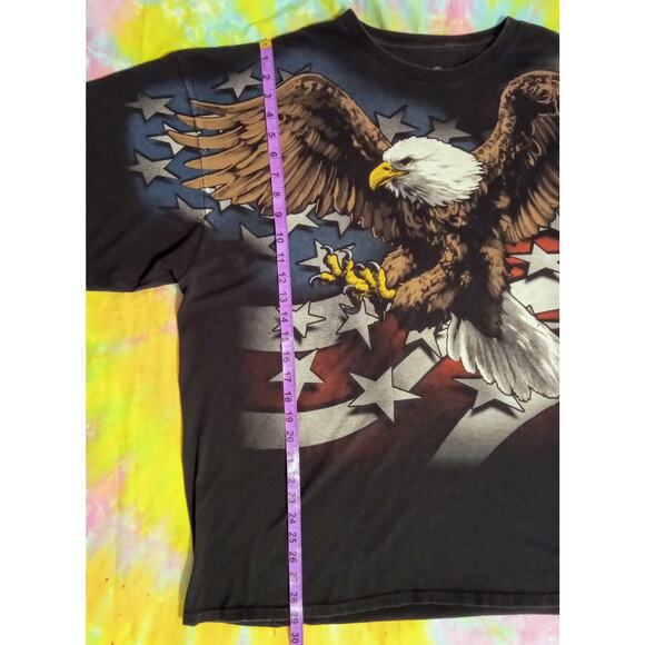 VTG Liquid Blue American Eagle Flag Tee Shirt USA Patriotic Graphic Shirt SZ 3XL - Picture 5 of 6
